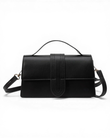 Women's Black Shoulder Bag | Textured Design, Compact & Versatile